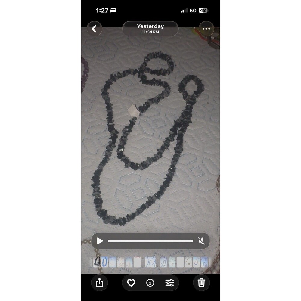 Snowflake Obsidian Chipped gemstone Necklace. 32"